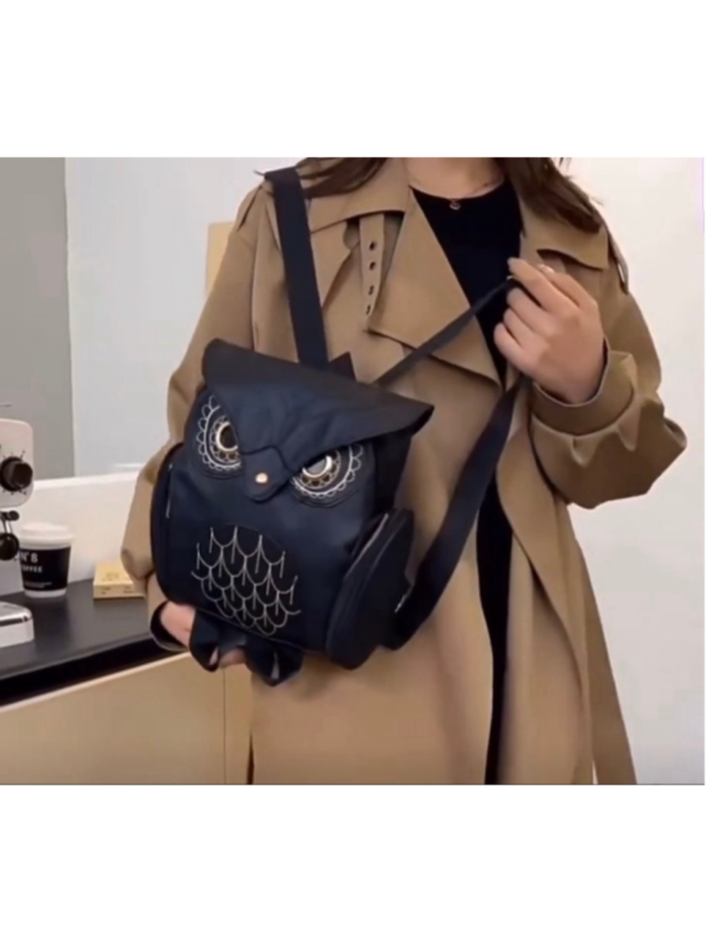 Women's Unbranded Owl Backpack One Size Black Gold